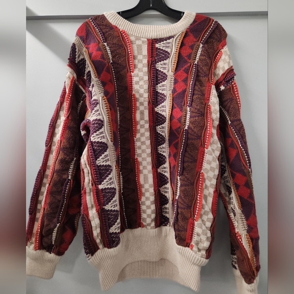 Cotton Traders Other - Vintage Cotton Traders Cosby 3D Knit Striped Multi Textured Sweater Men's Medium
